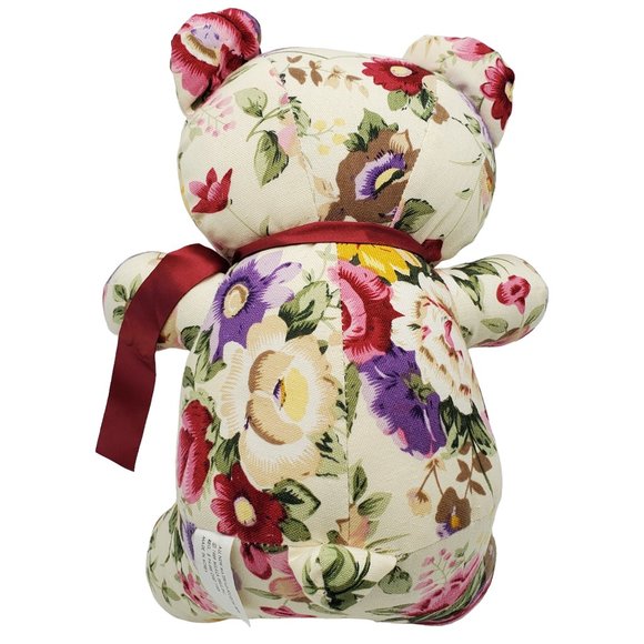 Vintage Milaca Mills Floral Fabric Teddy Bear Plush Stuffed Animal Toy 1989 - Picture 7 of 8